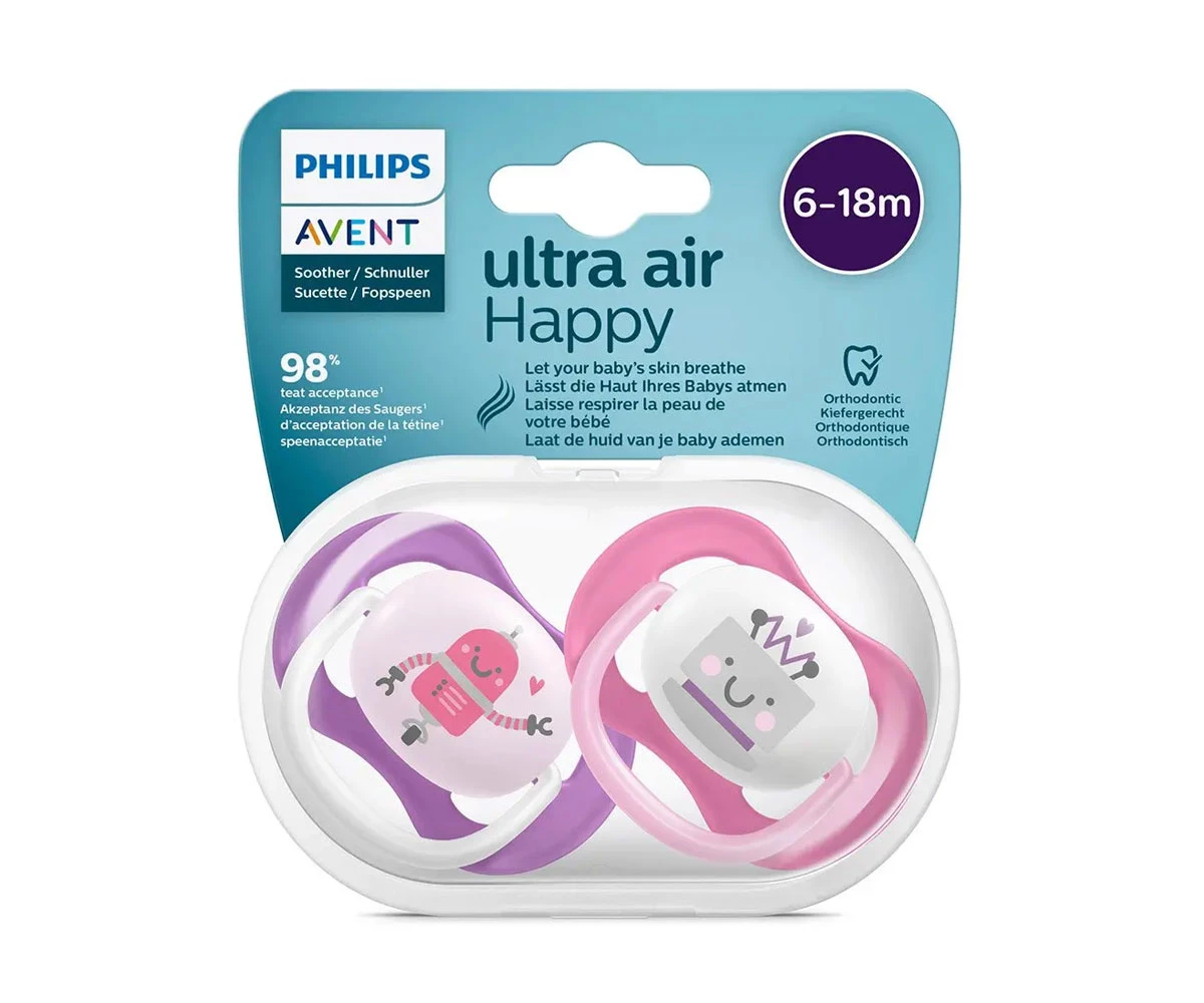 Philips Avent ЗАЛЪГАЛКИ - ULTRA AIR Happy + ст. кутия (6-18м) МИКС роботи, син/розов