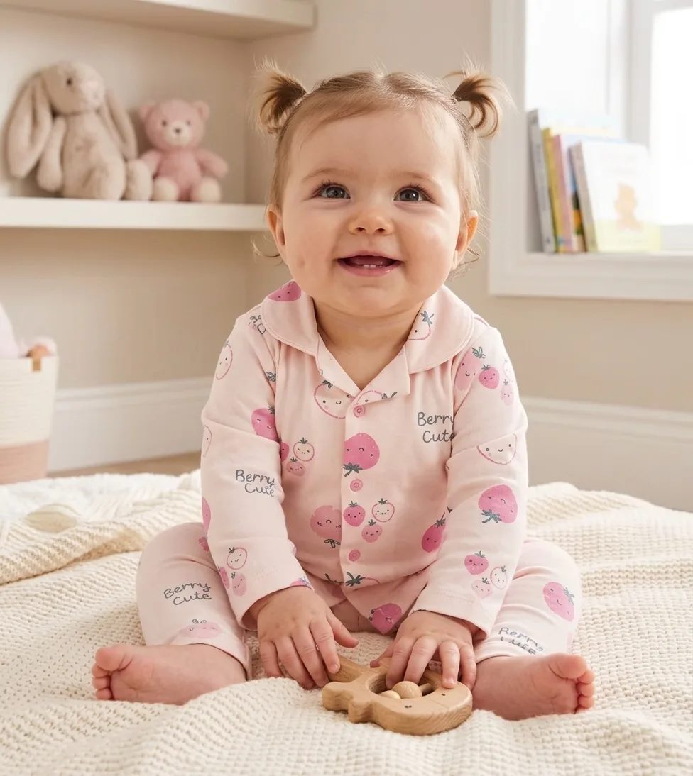 Бебешка пижама с ягоди и надпис "Berry Cute"