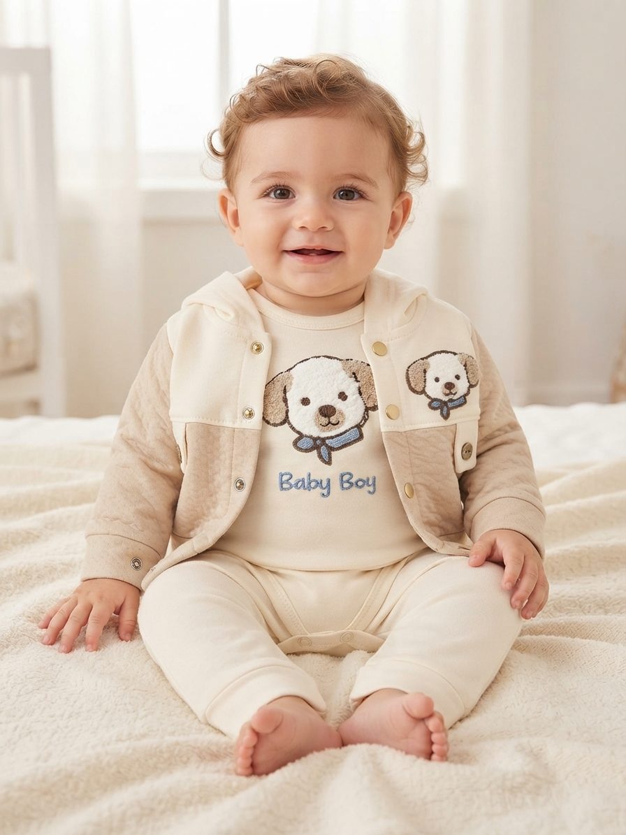 Бебешки комплект Baby Boy с кученца, 3 части