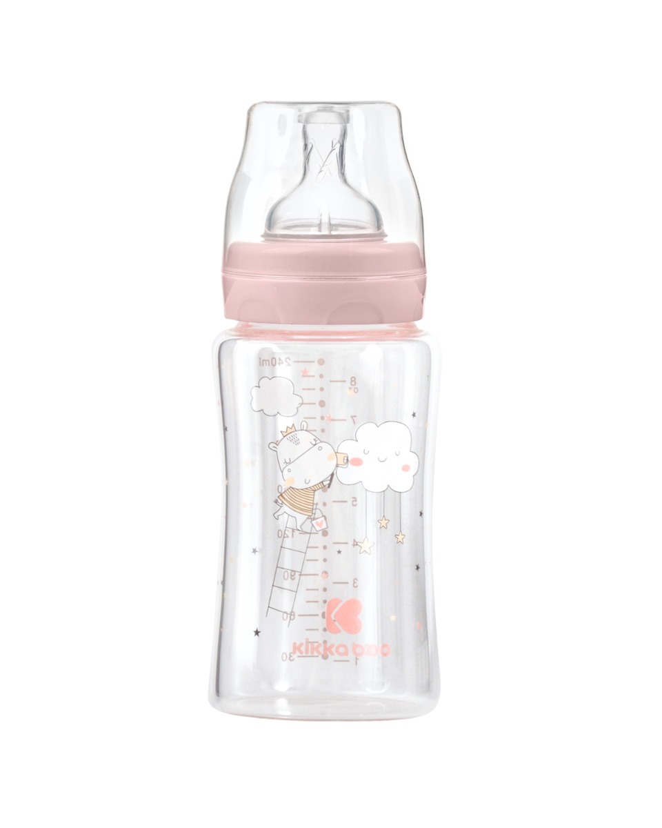 Шише стъклено 240мл Hippo Dreams Pink