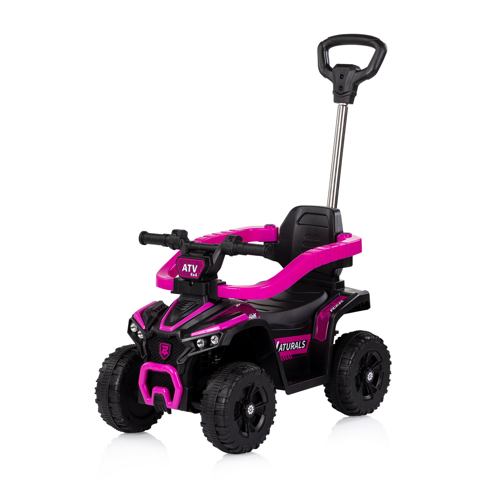 Количка за яздене с дръжка "ATV" розова