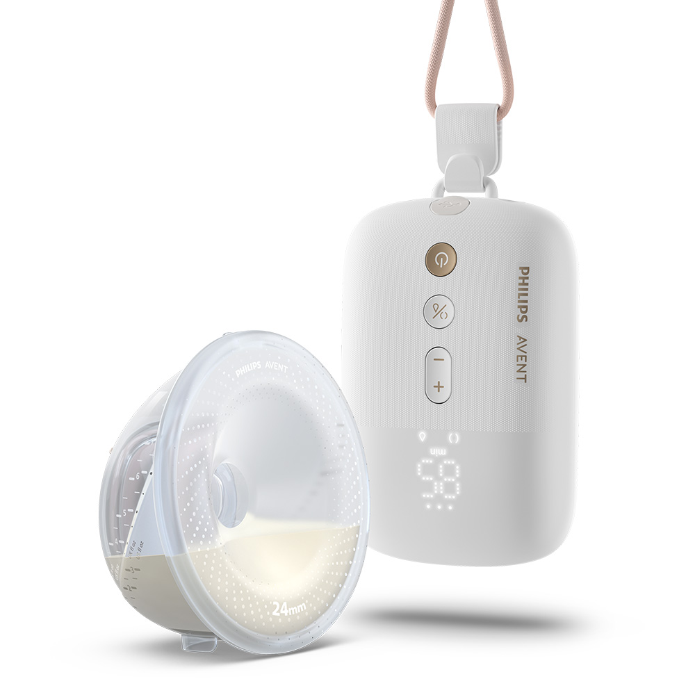 Единична електрическа помпа Philips AVENT Hands-free SCF531/11 тип “свободни ръце”, която дискретно се побира в сутиена, задвижващ мотор с акумулаторна батерия