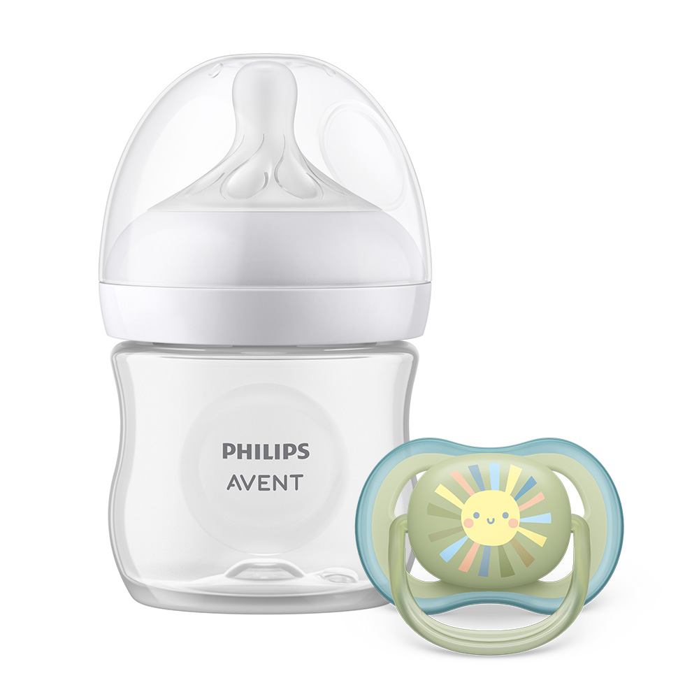 Комплект за бебе Philips AVENT SCD837/10 със шише за хранене Natural Response 125 мл с биберон без протичане Поток 2, 0м+ и залъгалка Ultra Air 0-6м